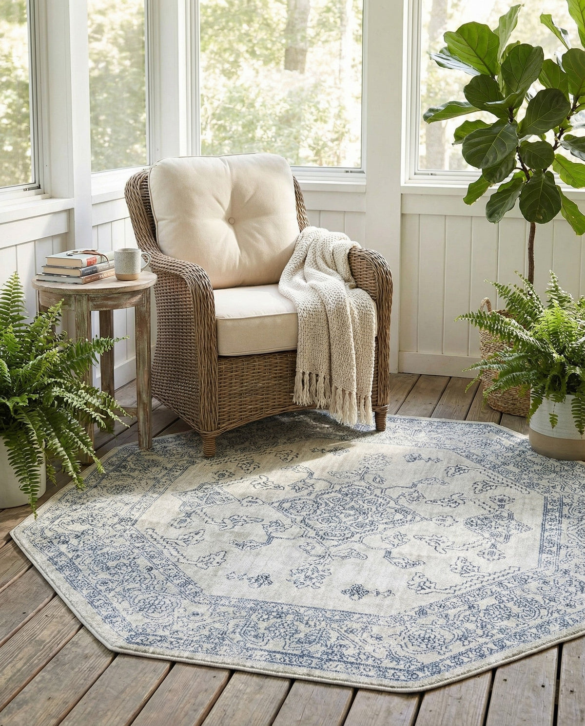 Coastal Haven Collection Area Rug -  Marina Octagon Gray  lifestyle 168