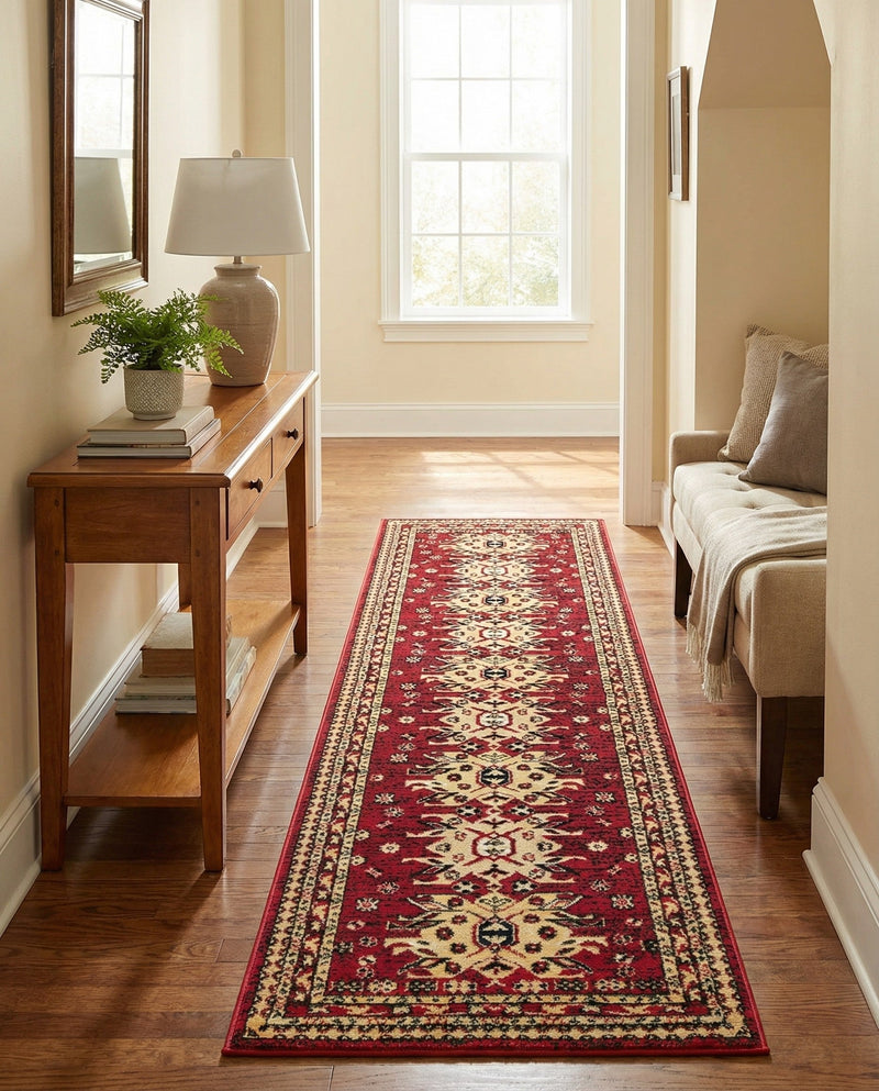 Tabriz Tapestries Collection Area Rug - Azerbaijan (Red) Runner Red  lifestyle 44