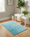 Marrakesh Lattice Collection Area Rug - Casablanca (Teal blue) Rectangle Teal blue  lifestyle 10