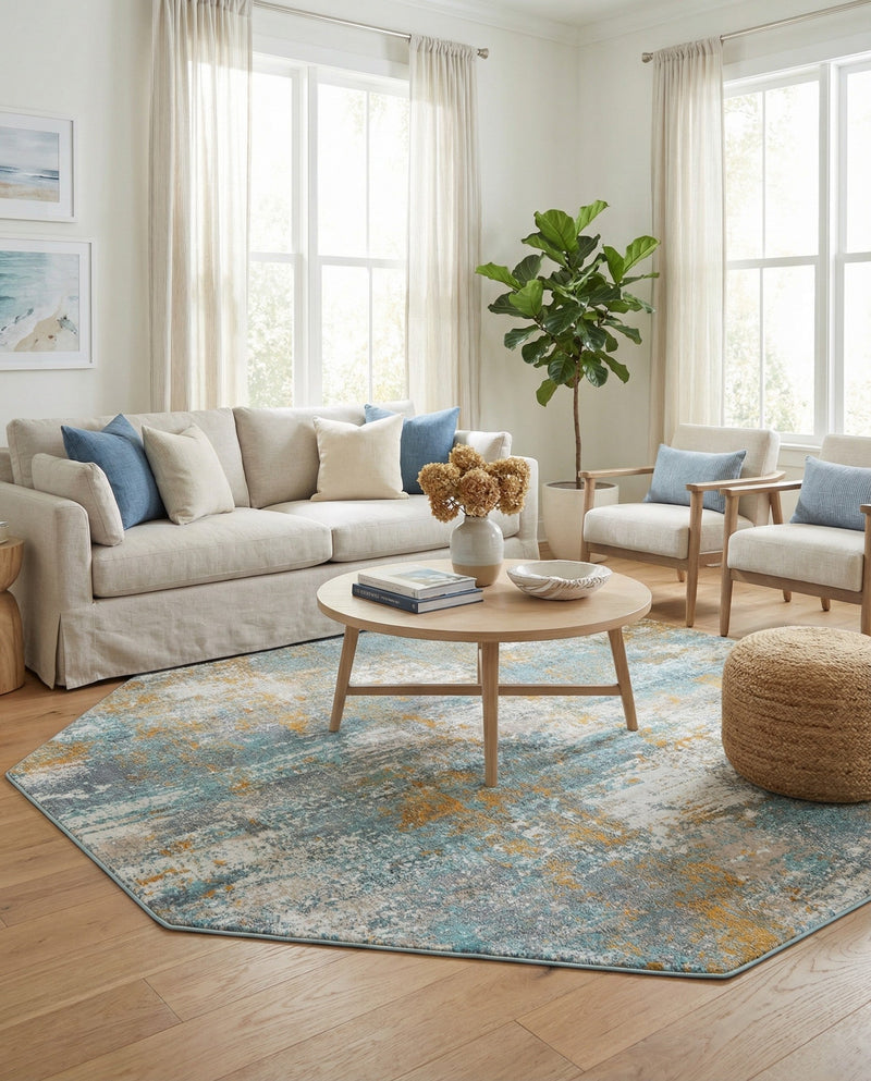 Arcadia Rugs Collection Area Rug -  Nirvana Octagon Cream Blue  lifestyle 37