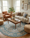 Seville Stripes Collection Area Rug - Cadiz (Light Gray) Round Light Gray  lifestyle 67