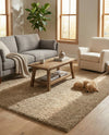 Cozy Comfort Shag Collection Area Rug - Haven (Khaki) Rectangle Khaki  lifestyle 4