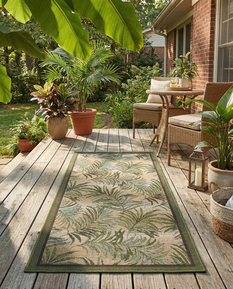 Seaside Blooms Collection Area Rug -  Verdant Runner Green  lifestyle 47