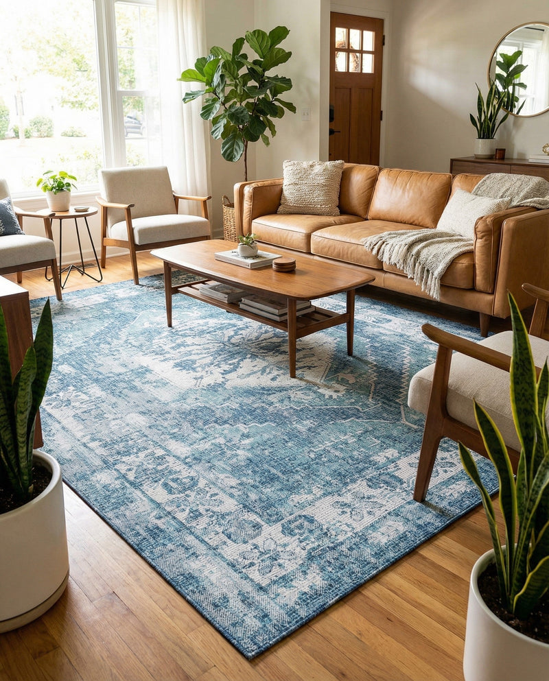 Patio Heritage Collection Area Rug -  Augusta (Blue) Rectangle Blue  lifestyle 20