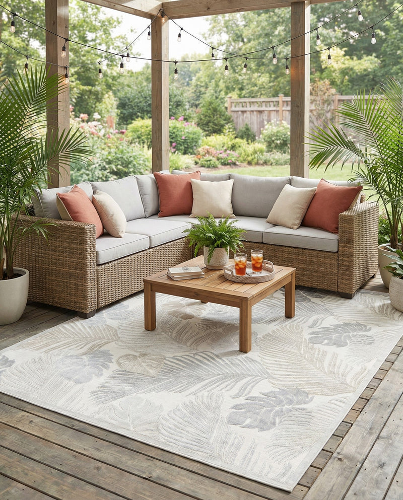 Seaside Blooms Collection Area Rug -  Tranquil Rectangle Gray  lifestyle 21