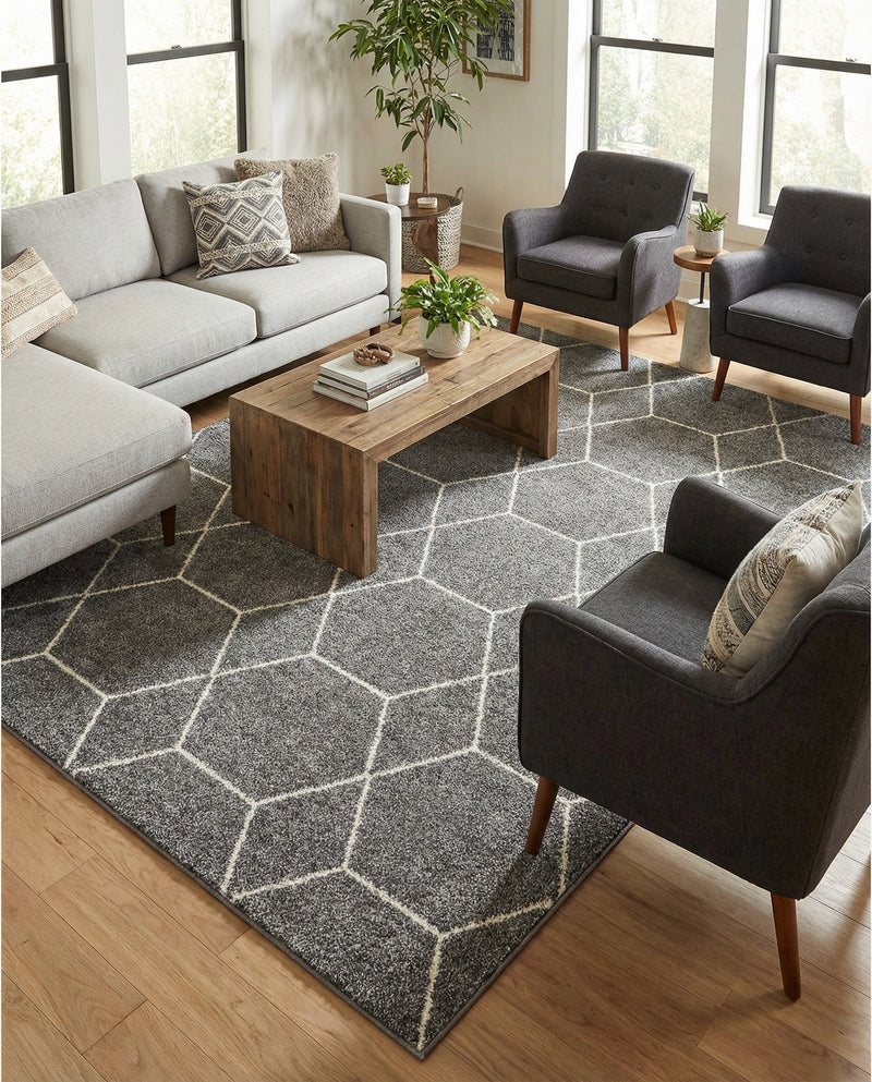 Trellis Mosaic Collection Area Rug - Arborville (Light Gray) Rectangle Light Gray  lifestyle 4