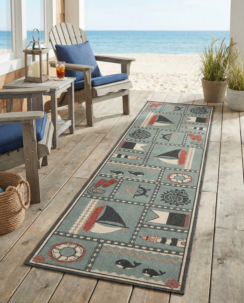 Seaside Haven Rugs Collection Area Rug -  Anchorage Runner Blue  lifestyle 63