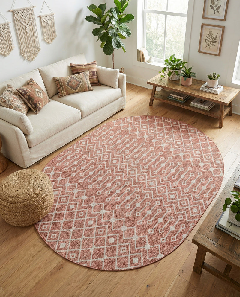 Savannah Pergola Collection Area Rug -  Pergola (Rust Red) Oval Rust Red  lifestyle 66