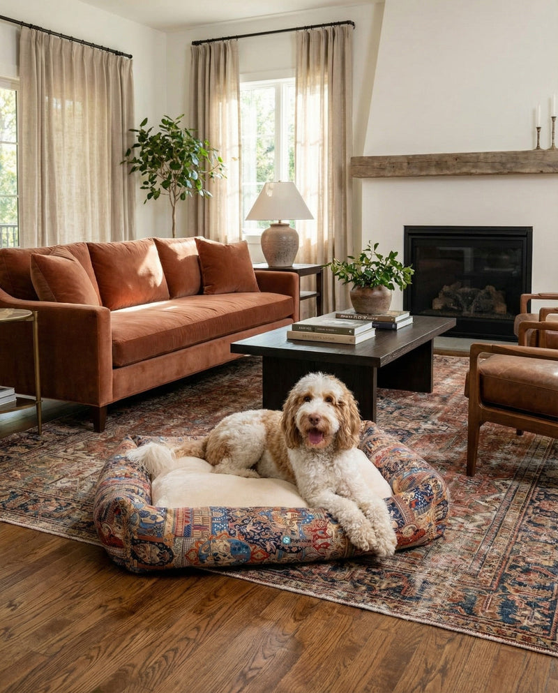 Luxury Pet Lounge Collection Pet Bed -  Burrow Rectangle Multi  lifestyle 3