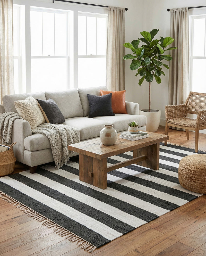 Tassel Trail Collection Area Rug - Pathway (Navy Blue) Rectangle Navy Blue  lifestyle 8
