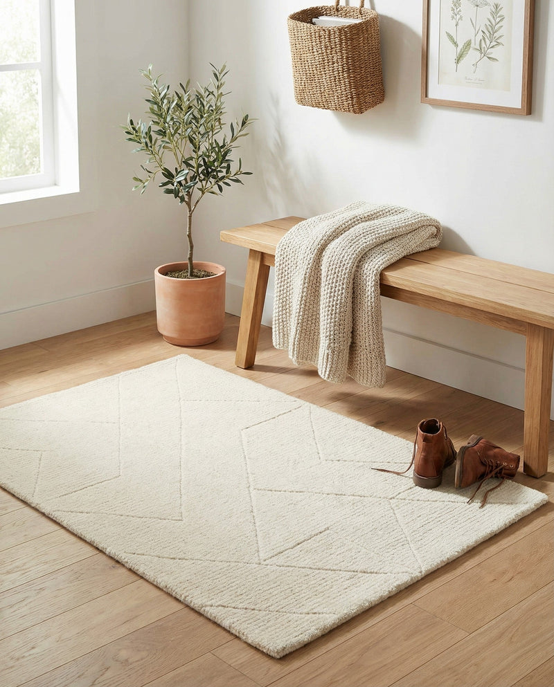 Nordic Loom Geometric Collection Area Rug - Oslo Rectangle Pearl Ivory  lifestyle 23