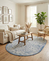 Tribal Terrace Treasures Collection Area Rug - Mayan Marina (Blue) Oval Blue  lifestyle 36