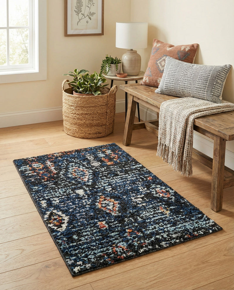 Tangier Treasures Collection Area Rug - Casablanca Rectangle Navy Blue  lifestyle 25