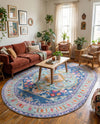 Heritage Elegance Collection Area Rug -  Taj Oval Blue  lifestyle 35