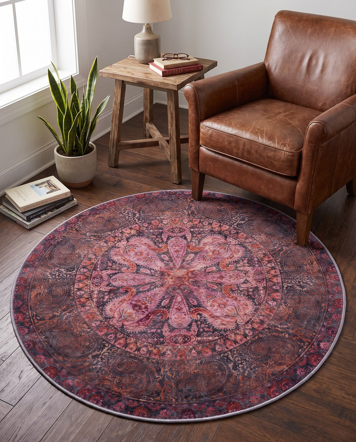 Maranta Collection Area Rug - Paramaribo Round Pink  lifestyle 55