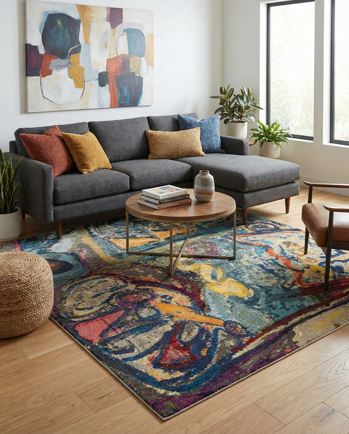Autumnal Tapestry Collection Area Rug - Harvestville Square Multi  lifestyle 111