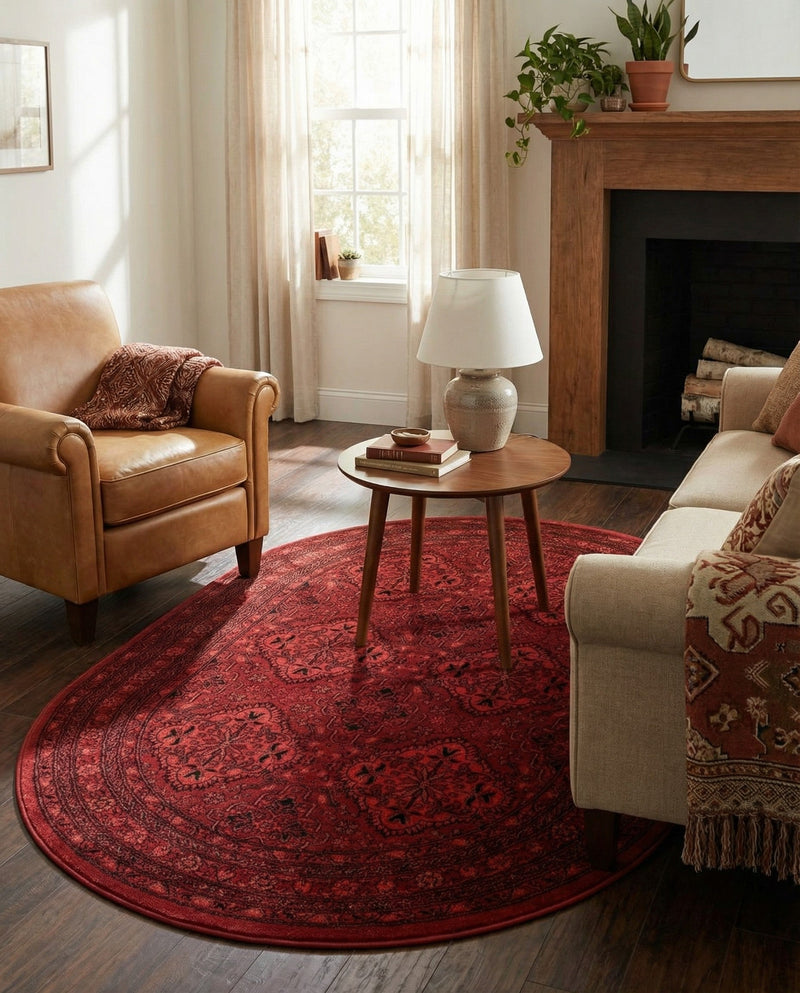 Samarkand Elegance Collection Area Rug -  Samanid Oval Red  lifestyle 60