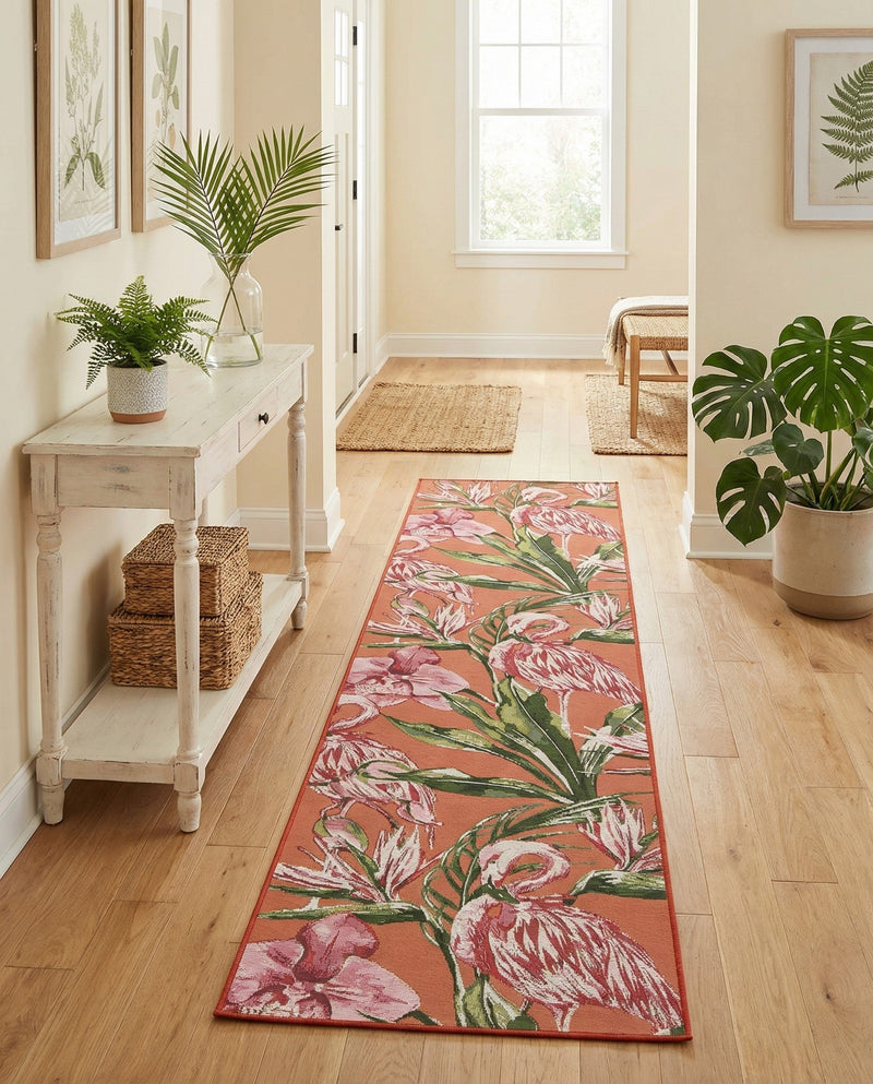 Seaside Blooms Collection Area Rug -  Kyoto Runner Coral  lifestyle 52
