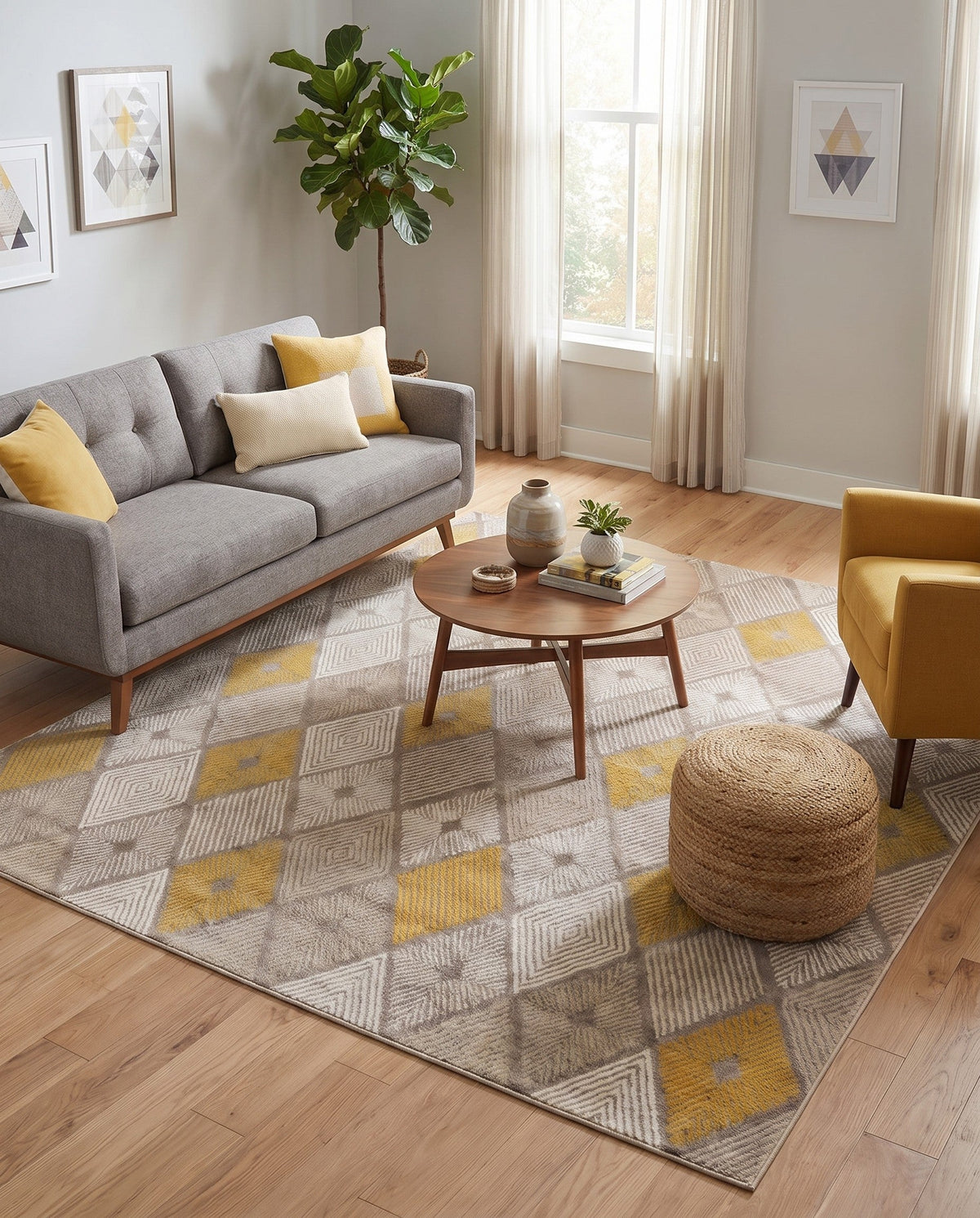 Coastal Haven Collection Area Rug -  Anchorage Square Ivory and Yellow  lifestyle 116