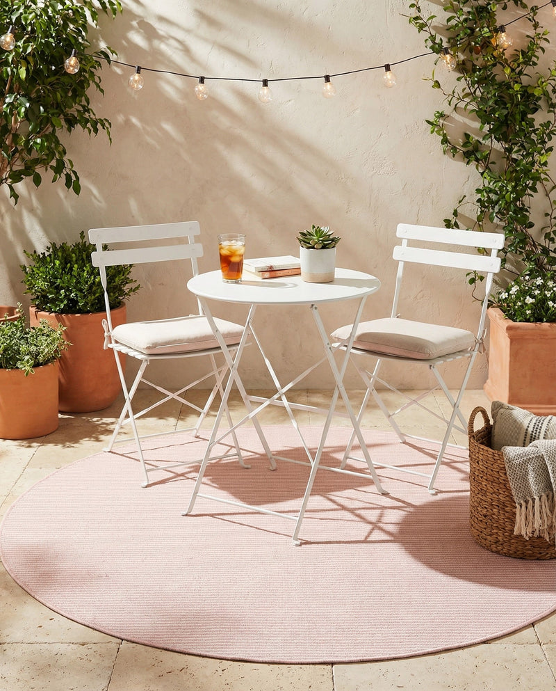 Jill Zarin Sedona Oasis Outdoor Collection Area Rug - Coconino (Pink Roses) Round Pink Roses  lifestyle 47
