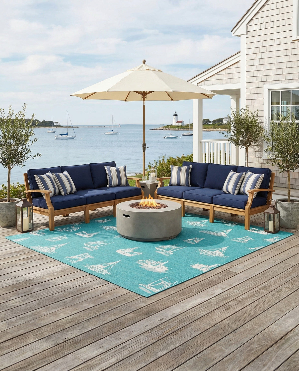Seaside Haven Rugs Collection Area Rug -  Beachcomber Square Teal  lifestyle 47