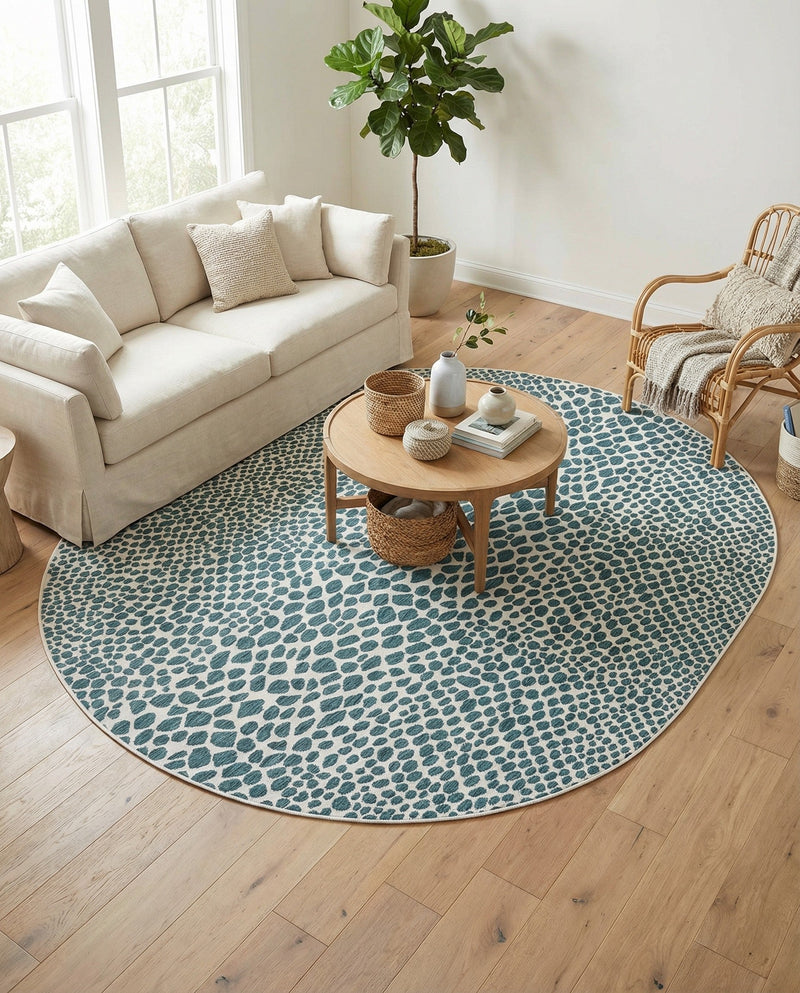 Urban Oasis Rugs Collection Area Rug -  Terrace (Teal) Oval Teal  lifestyle 46