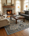 Tabriz Tapestry Collection Area Rug - Sahand (Dark Gray) Square Dark Gray  lifestyle 50