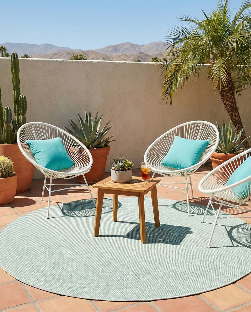 Jill Zarin Sedona Oasis Outdoor Collection Area Rug - Coconino (Palm Green) Round Palm Green  lifestyle 34