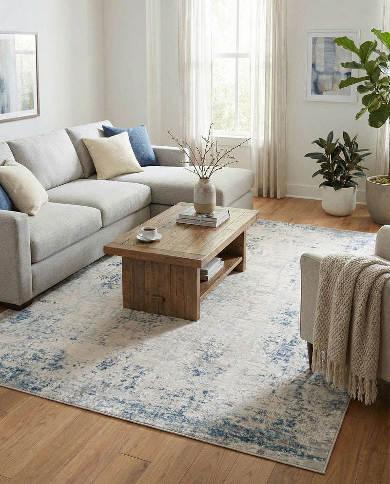 Aegean Elegance Collection Area Rug -  Milos Rectangle Gray Blue  lifestyle 25