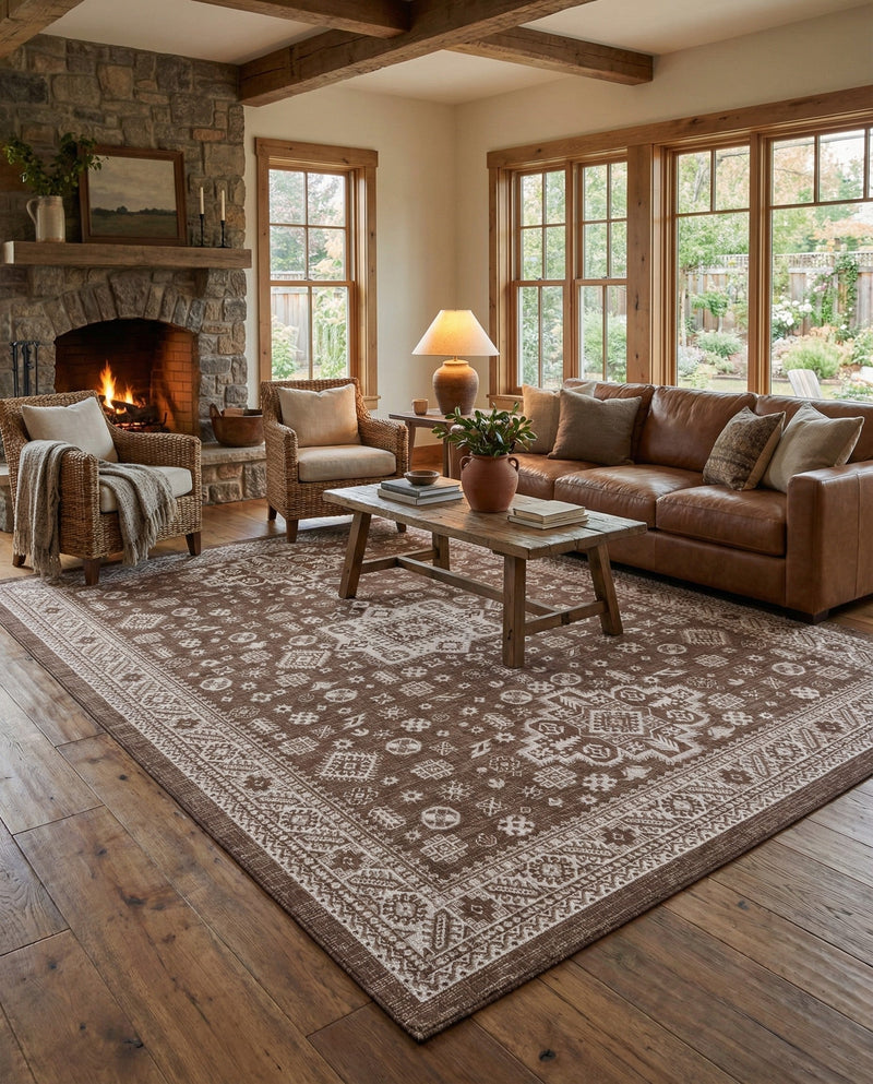 Tribal Terrace Treasures Collection Area Rug -  Incan Isle (Brown) Rectangle Brown  lifestyle 24