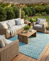Garden Lattice Charm Collection Area Rug - Arbor (Aqua) Square Aqua  lifestyle 46