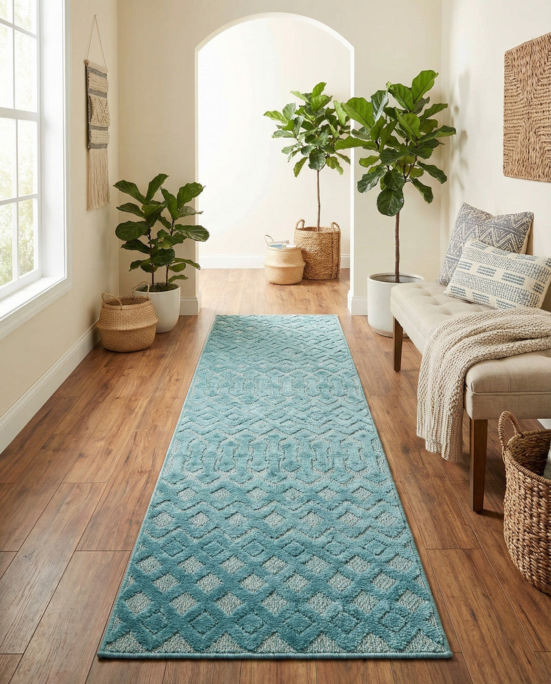 Garden Lattice Charm Collection Area Rug -  Pergola (Aqua) Runner Aqua  lifestyle 43