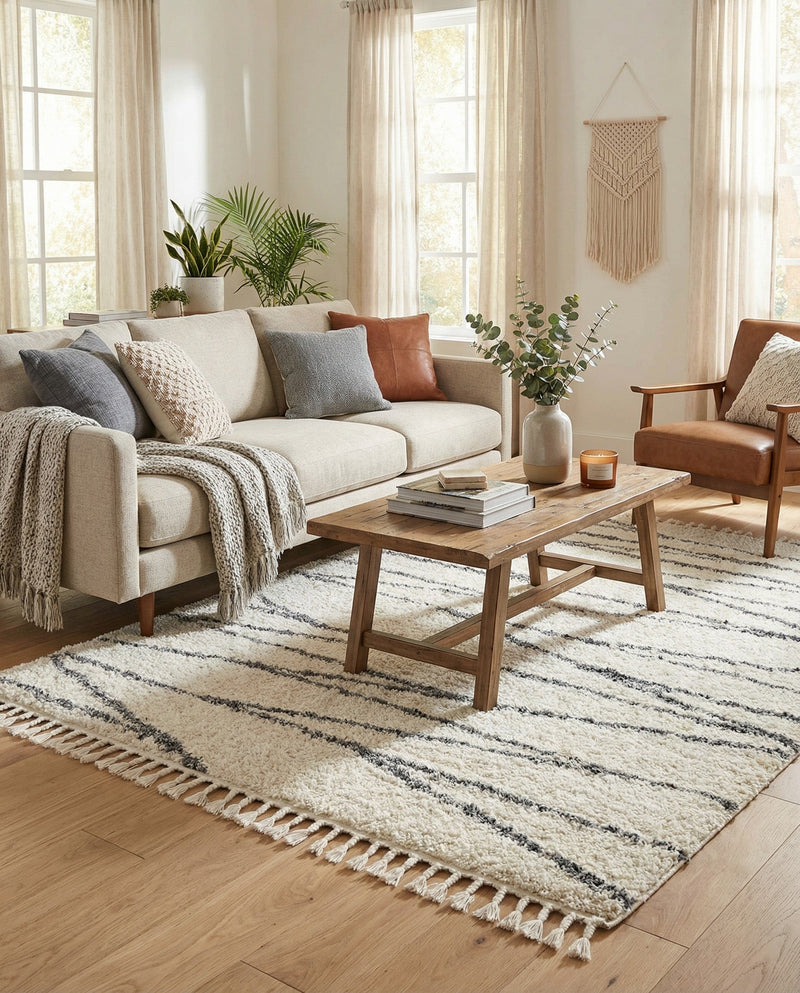 Tranquil Tides Shag Collection Area Rug -  Frost Rectangle White  lifestyle 11