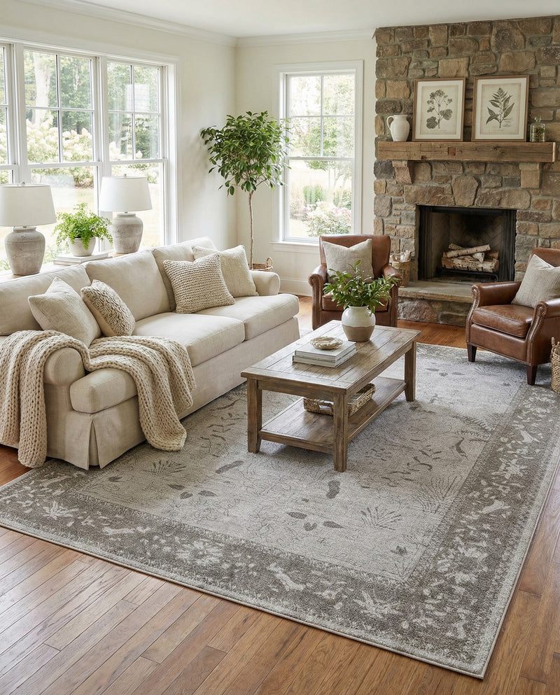 Horizon Collection Area Rug -  Apex (Light Gray) Rectangle Light Gray  lifestyle 3