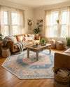 Savannah Series Collection Area Rug -  Augusta (French Blue) Octagon French Blue  lifestyle 37