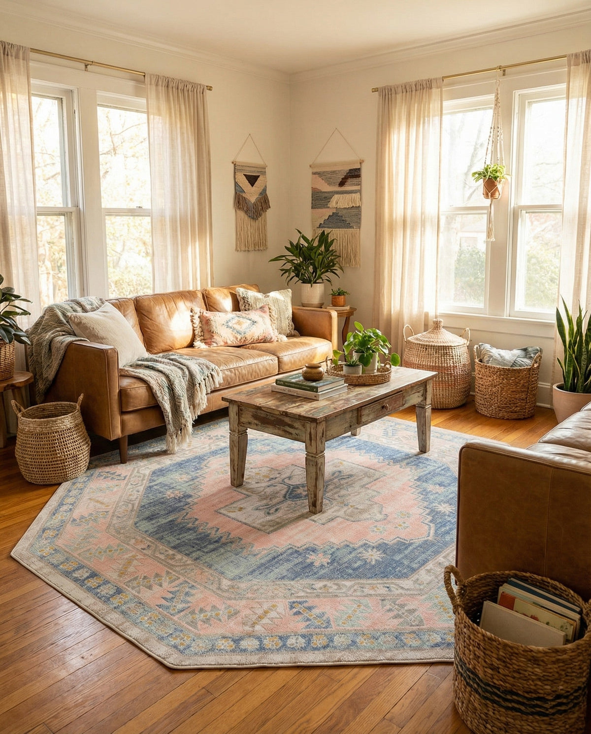 Savannah Series Collection Area Rug -  Augusta (French Blue) Octagon French Blue  lifestyle 37