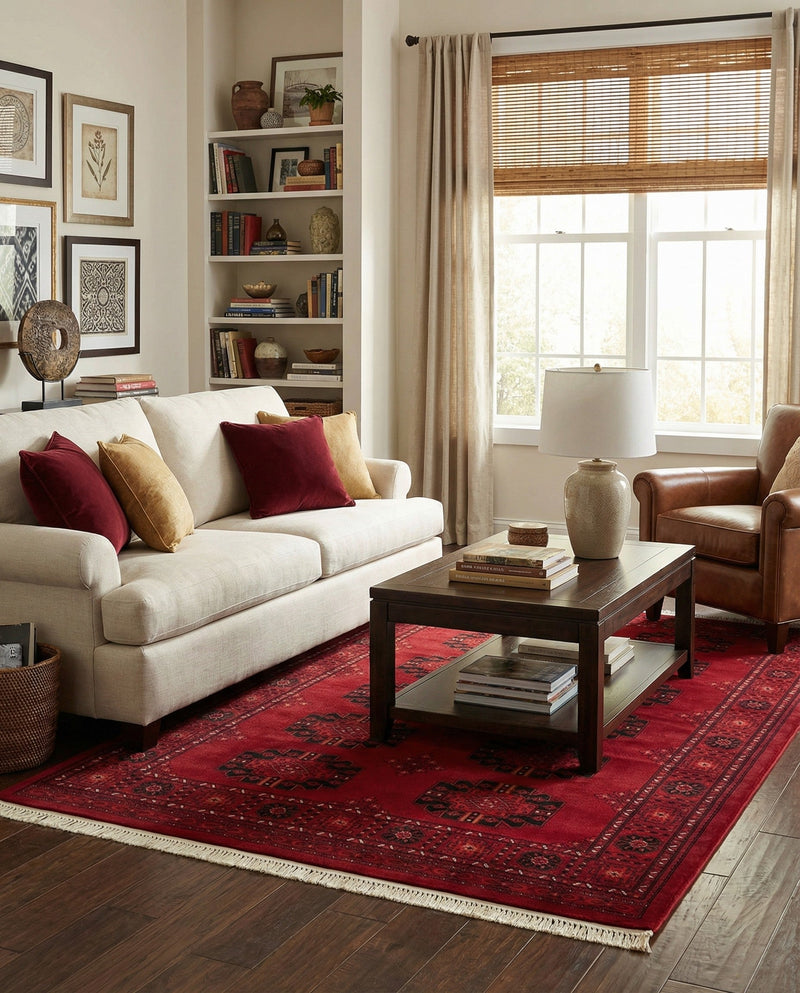Samarkand Elegance Collection Area Rug -  Fergana Rectangle Red  lifestyle 14