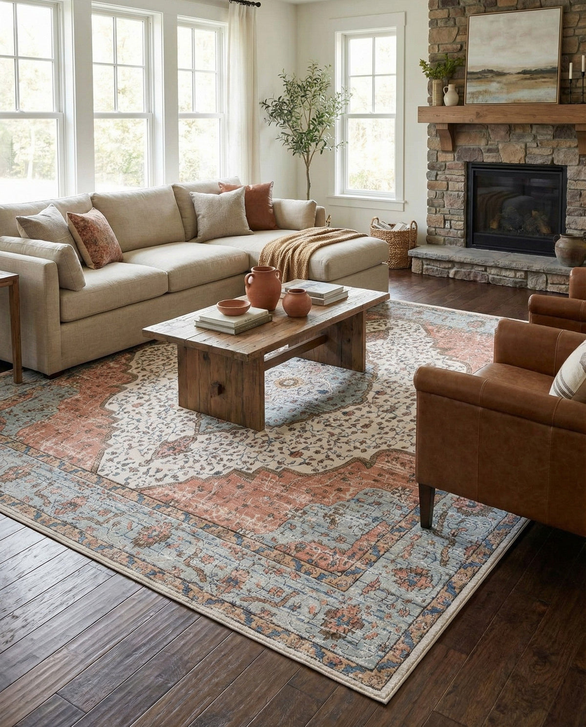 Mykonos Manor Collection Area Rug - Delos Square Ivory  lifestyle 166