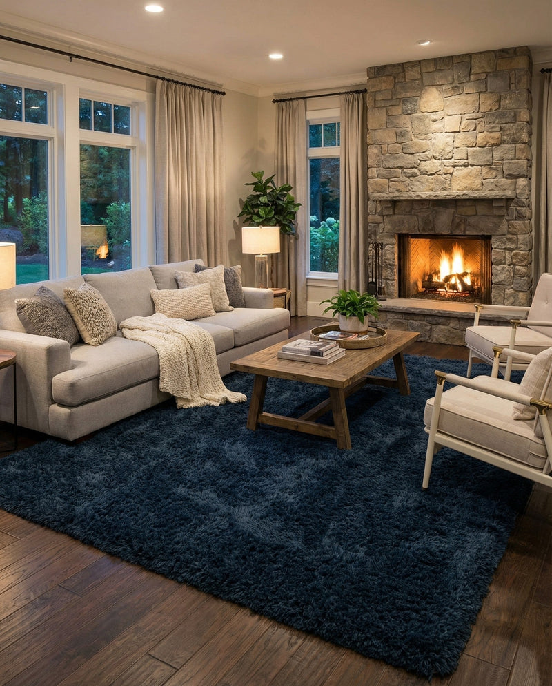 Eternal Plush Oasis Collection Area Rug -  Tranquility (Cobalt) Rectangle Cobalt  lifestyle 5