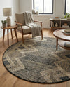Urban Terrace Collection Area Rug -  Loft Round Charcoal  lifestyle 72