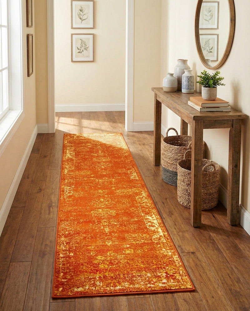 Riviera Elegance Collection Area Rug - Antibes (Orange) Runner Orange  lifestyle 61