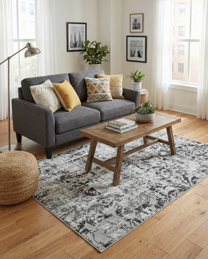 Geneva Terrace Collection Area Rug -  Morges Rectangle Gray  lifestyle 8