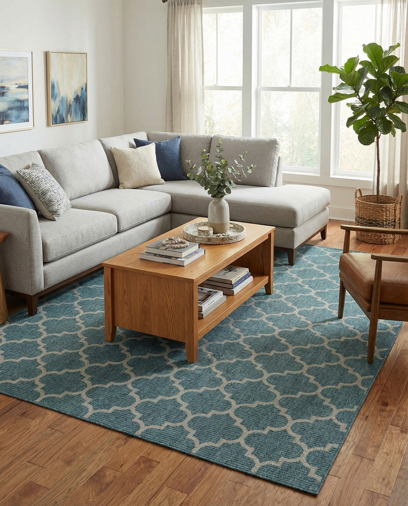 Savannah Pergola Collection Area Rug - Arbor (Teal) Rectangle Teal  lifestyle 20
