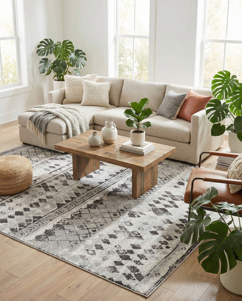 Dresden Elegance Collection Area Rug -  Zittau Rectangle Gray  lifestyle 9