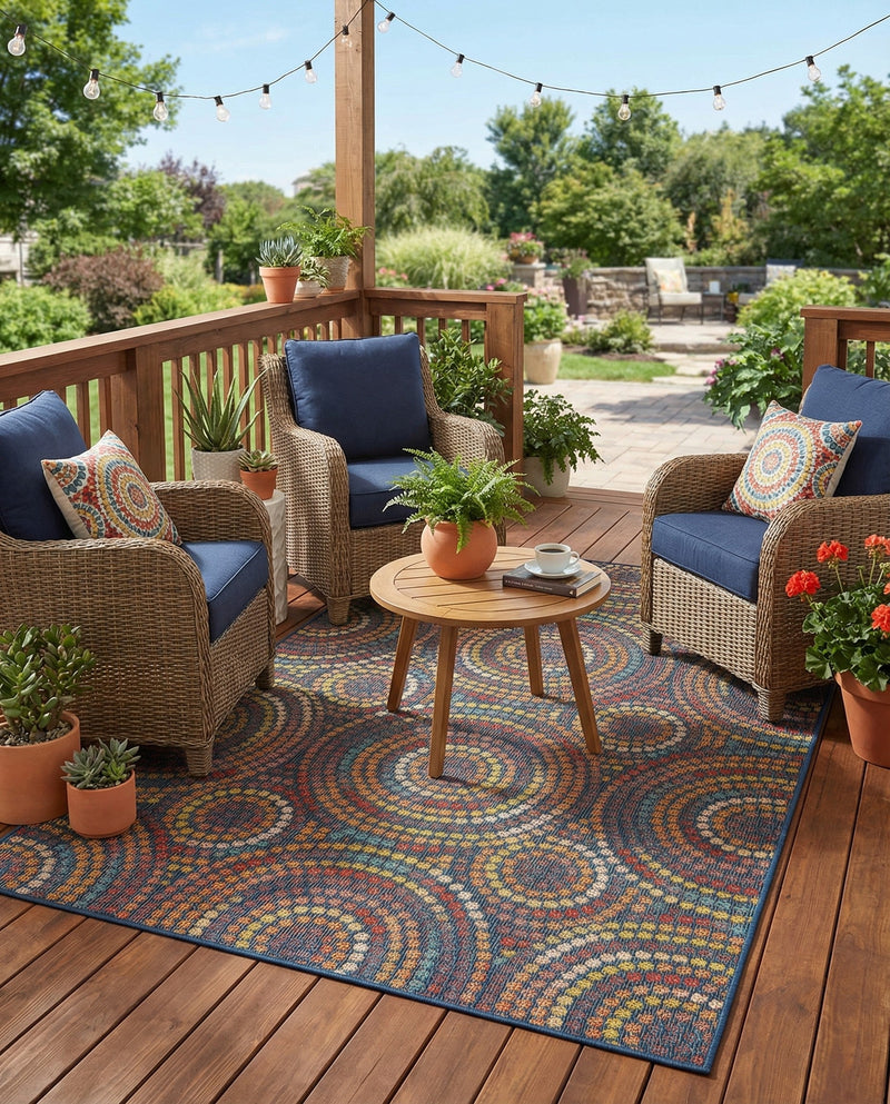 Coastal Terrace Collection Area Rug -  Lagoon Rectangle Multi  lifestyle 9