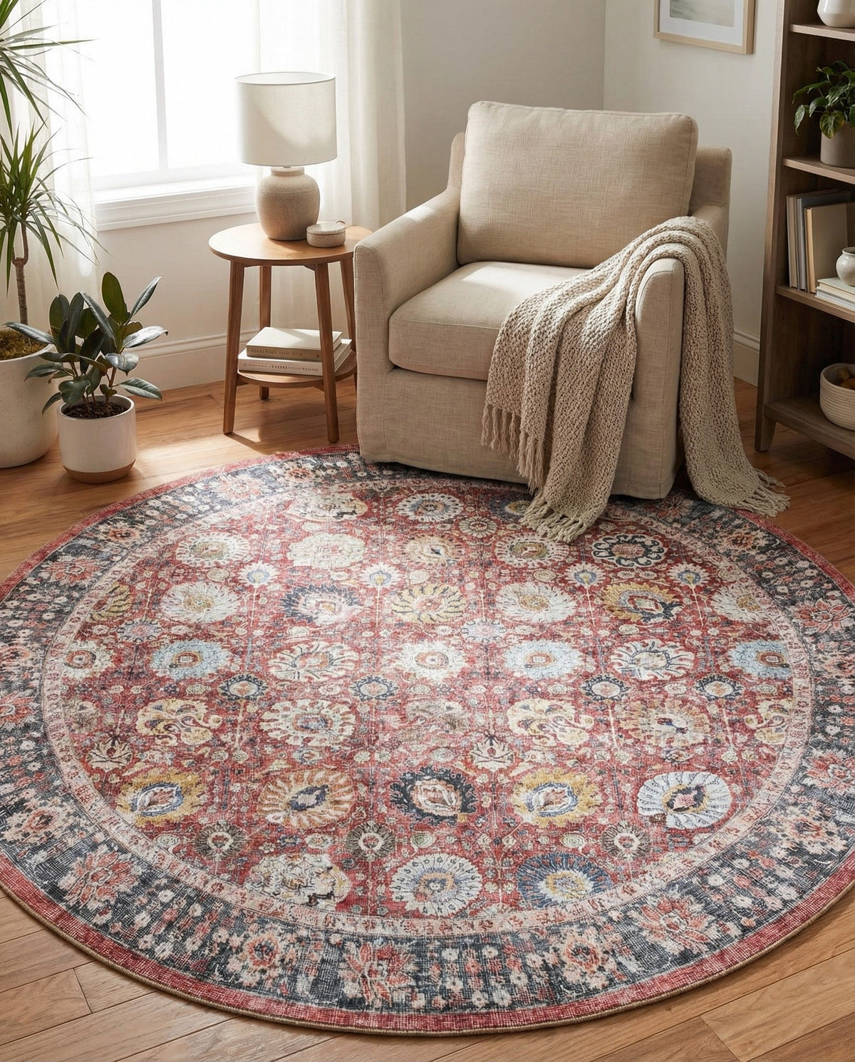 Heritage Elegance Collection Area Rug -  Gatchina Round Vintage Red  lifestyle 68