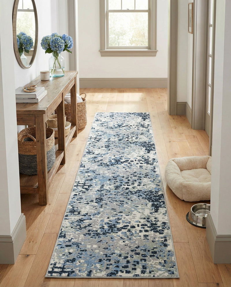 Aegean Elegance Washables Collection Area Rug -  Andros Runner Gray Navy Green  lifestyle 61