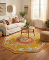 Brighton Terrace Collection Area Rug - Hove (Gold) Octagon Gold  lifestyle 60