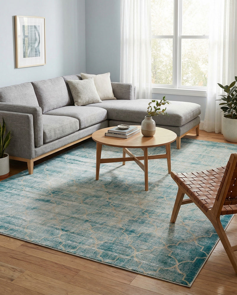 Metro Heights Collection Area Rug -  Midtown Rectangle Teal  lifestyle 8