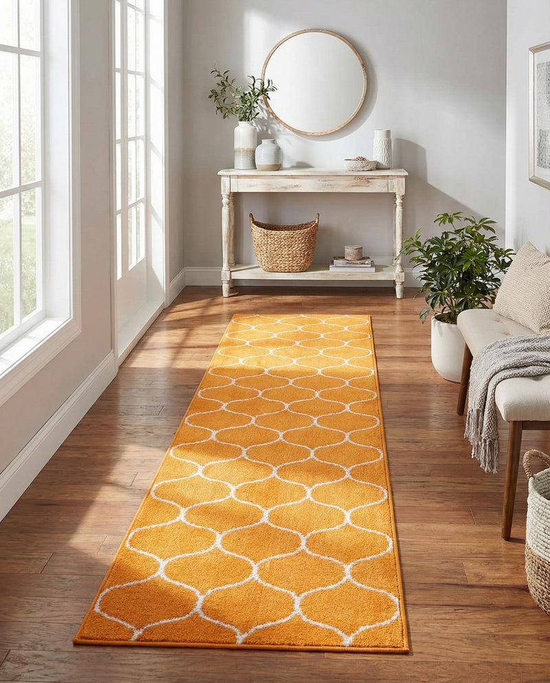 Trellis Mosaic Collection Area Rug -  Pergolatown (Orange) Runner Orange  lifestyle 31